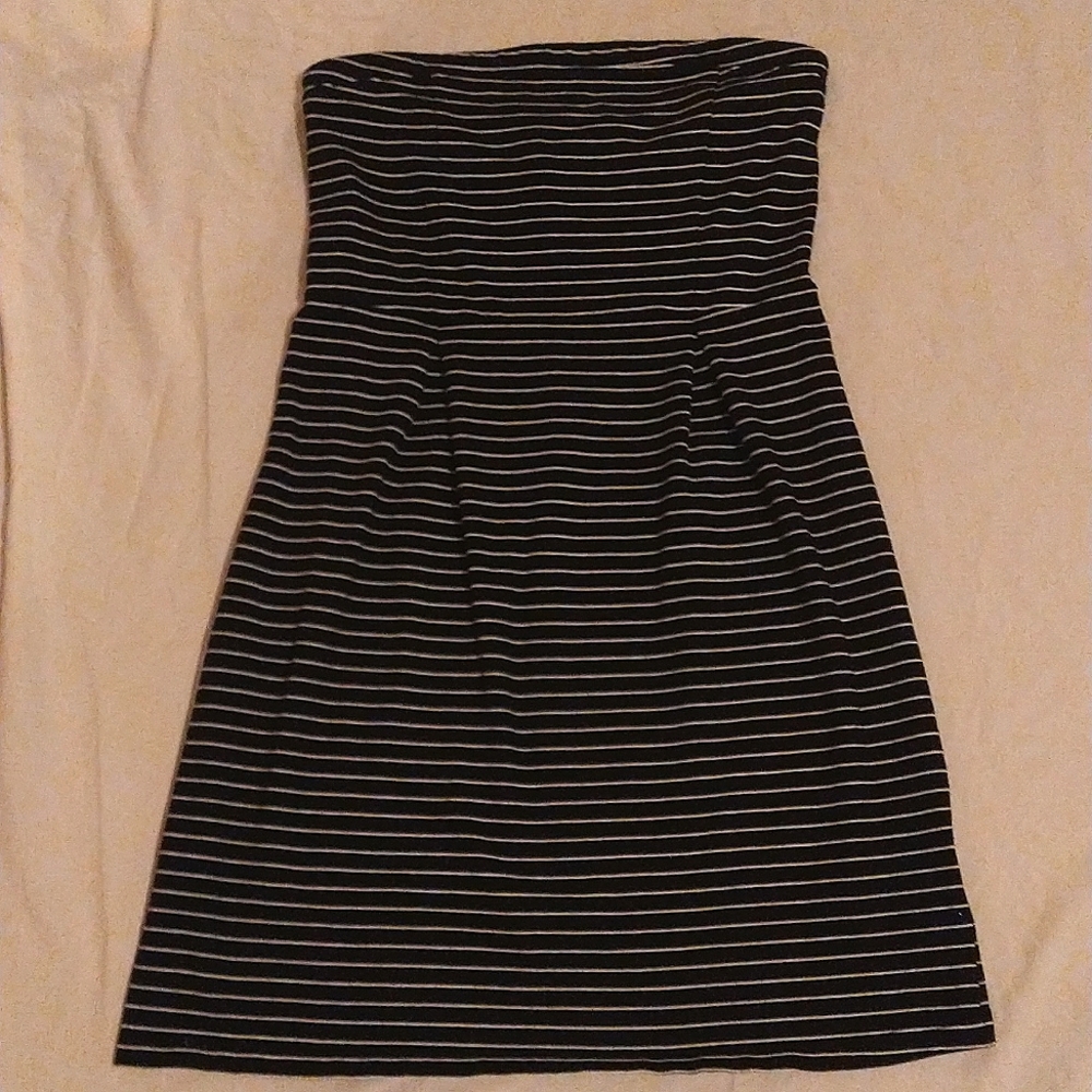 A black with white stripes mini dress